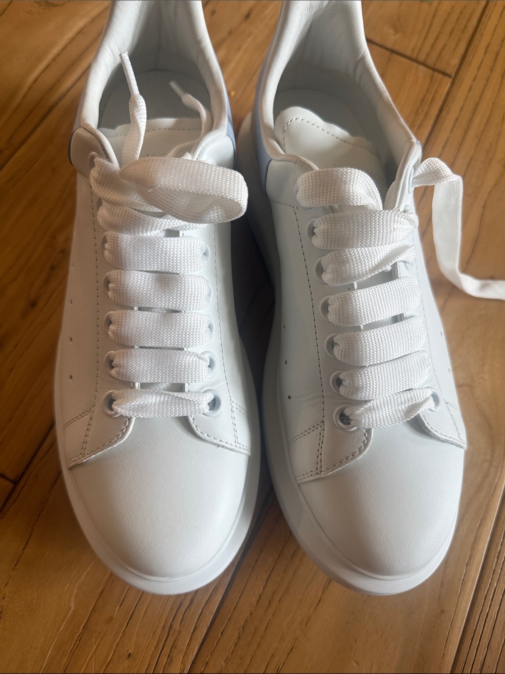 Alexander McQueen White Leather Sneakers with Light Gray Heel - Picture 9 of 9